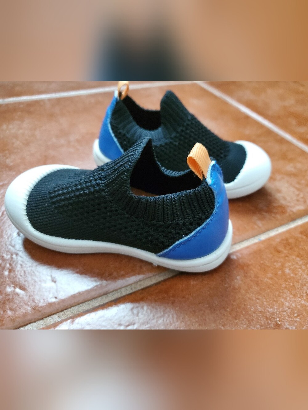 Toddler Cat & Jack Black Knit Slip-On Sneakers with Blue Heel
